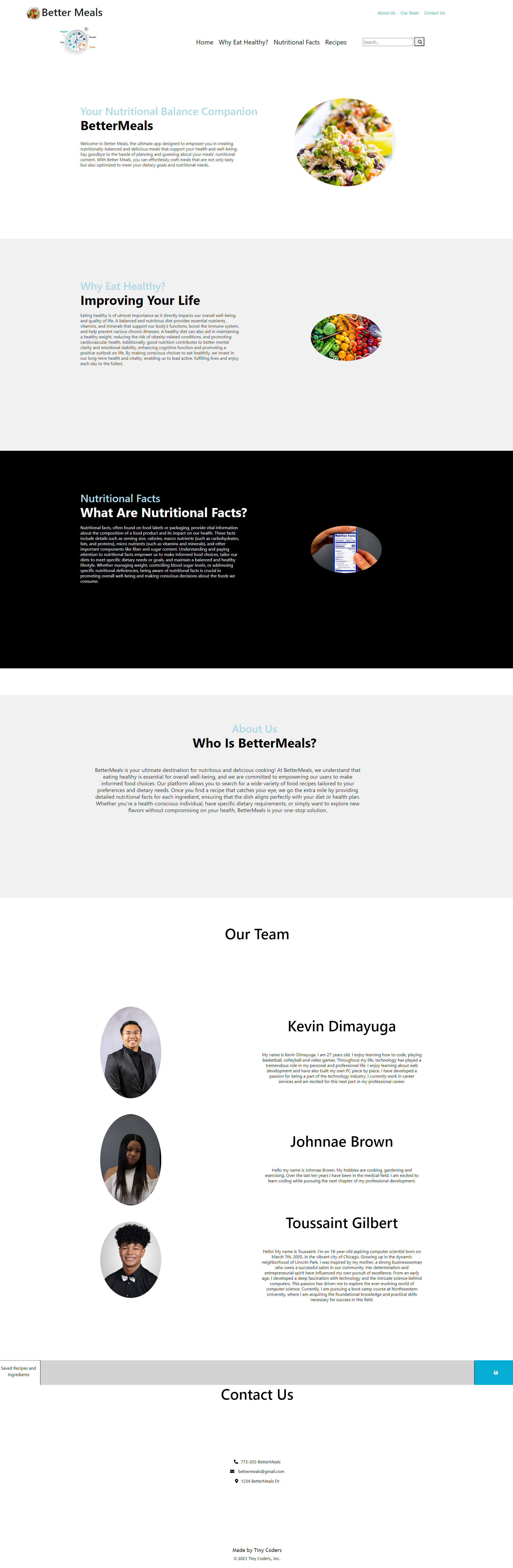 Better Meals Project Screenshot